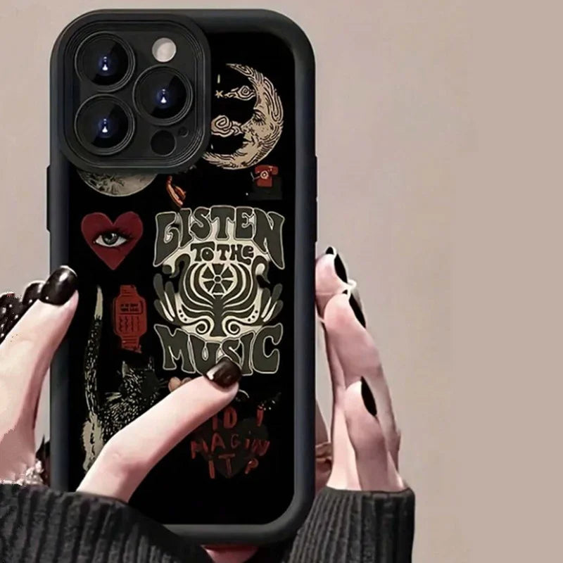 Aesthetic Sun & Moon Case for iPhone 17 16 15 14 13 12 11 Pro Max Plus Soft