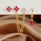 3PCS Exquisite Stainless Steel 12 Constellation Birthstone Earrings Set