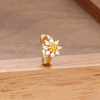 1 Piece Stainless Steel Zircon Minimal Hoop Earring 14K Gold Plated