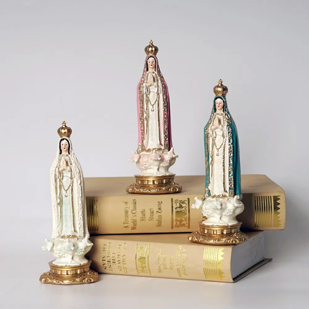 12cm 20cm Resin Our Lady of Fatima Statues Virgin Mary Sculpture Catholic Altar