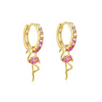 Cubic Zirconia Water Drop Hoop Earring Stainless Steel Geometry