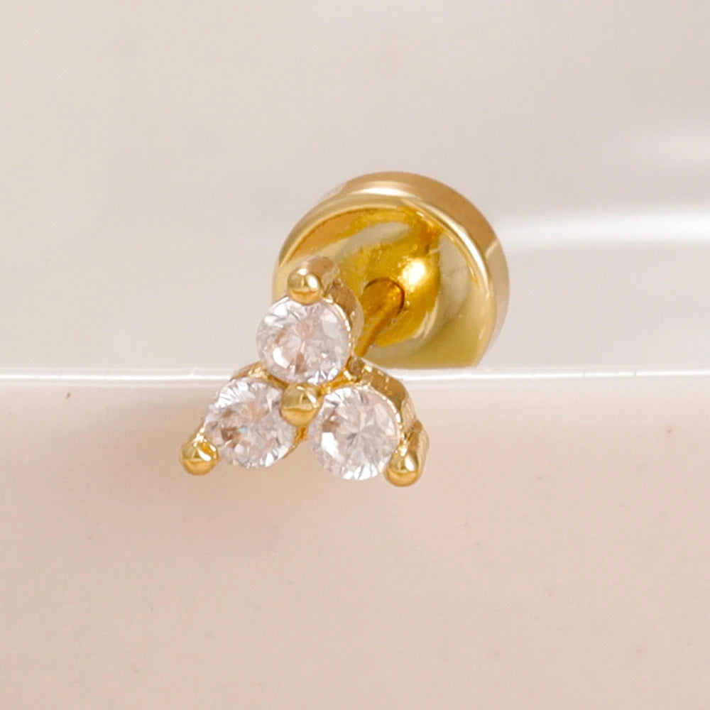 1PC Stainless Steel Star Moon Cartilage Piercing 18K Gold Plated
