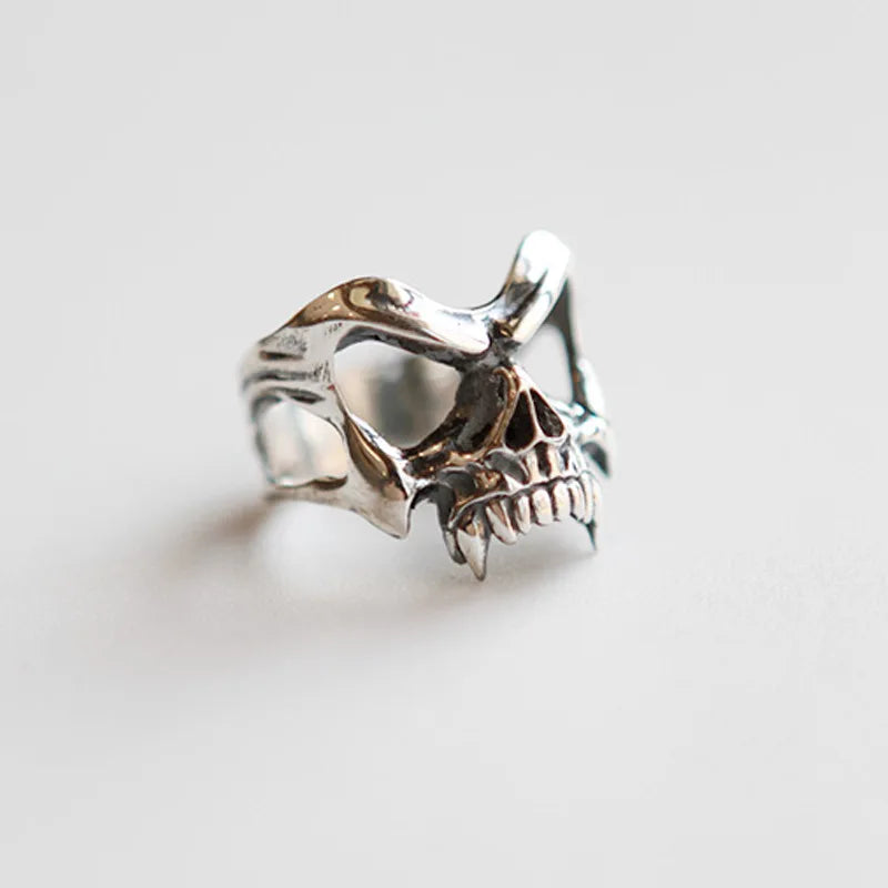 925 Sterling Silver Skeleton Head Gothic Adjustable Rings For Women Jewelry Wholesale  Accessories Jewellery Argent 925