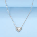 925 Sterling Silver Luminous Firefly Heart Shaped Zircon Pendant Necklace For Women Fashion Anniversary Birthday Jewelry Gifts