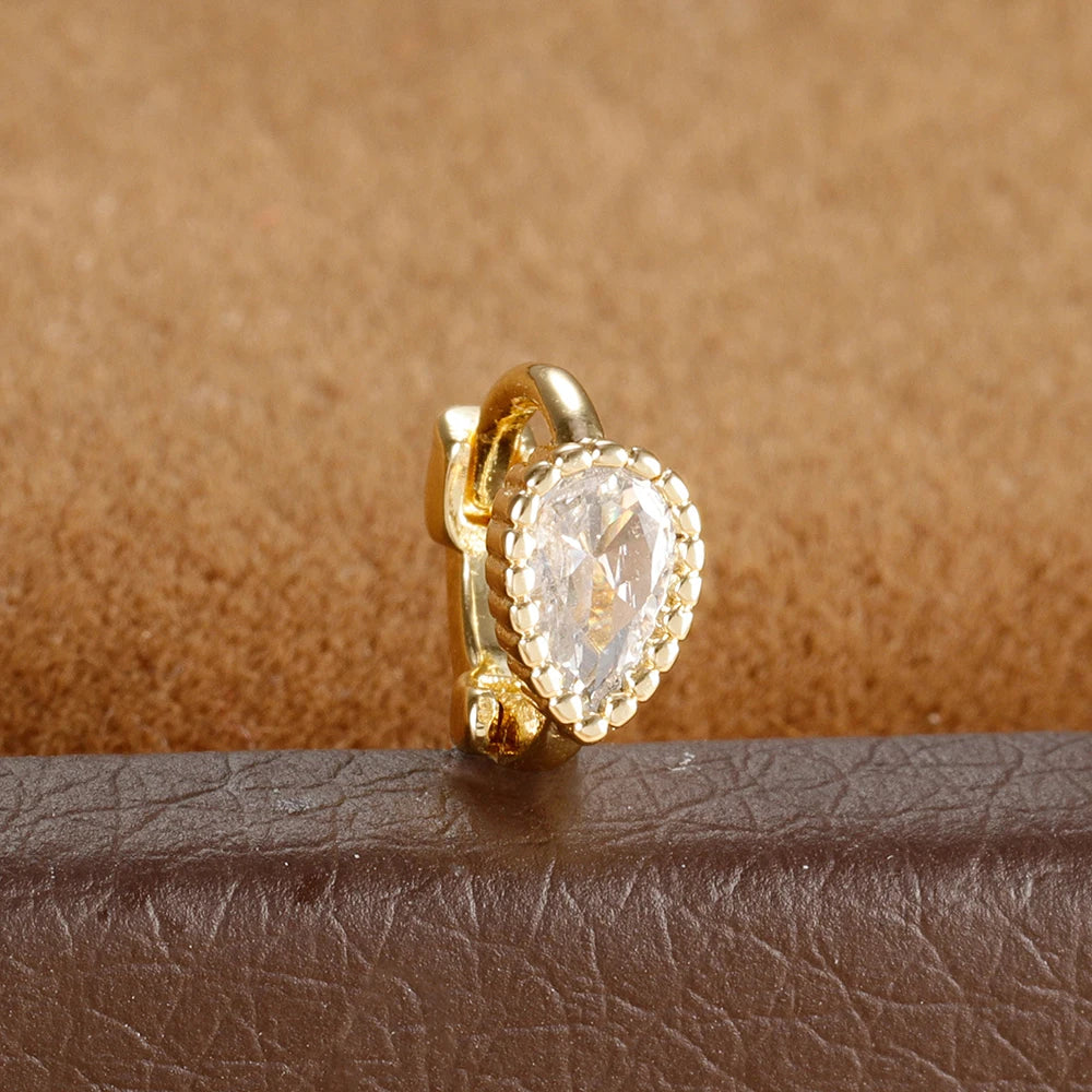 1Pc Stainless Steel Small CZ Hoop Cartilage Earrings Tiny Cross