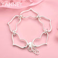 925 Sterling Silver 8-inch Heart Bracelet Women Wedding Party Jewellery Gift