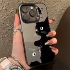 Cute Cartoon Black Cat Case for Samsung S24 S23 S22 A14 A34 A54