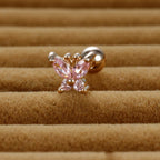 1PC Stainless Steel Tragus Helix Butterfly Piercing Earrings Pink