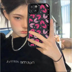 Pink Heart-Shaped Silicone Case for iPhone 17 16 15 14 13 12 11 Pro Max XR