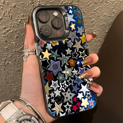 Colourful Star Matte Laser Case for iPhone 16 15 14 13 12 Pro Max