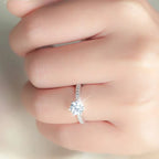 925 Sterling Silver Luxury Classic Six Claw Ring Simple Imitation Diamond Engagement Wedding Gift