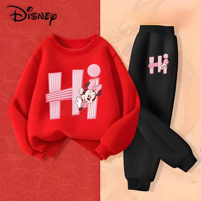 Disney Girls Long Sleeve Pullover Set Spring Casual Hoodies and Joggers