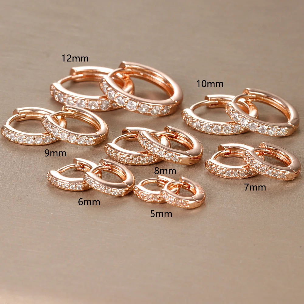 2PCS Minimal Crystal Zirconia Stainless Steel Hoop Earrings Huggie