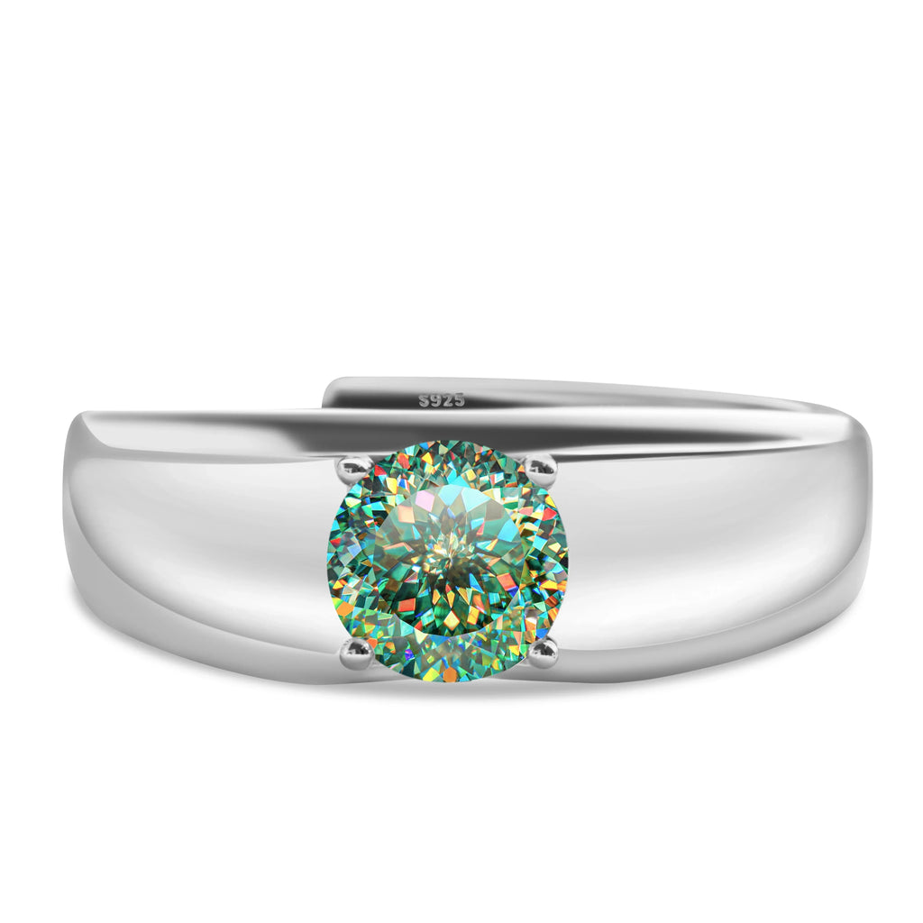 925 Sterling Silver Moissanite Ring for Men and Women, White Gold Plated, Engagement, Wedding Jewelry, Trend Gift, 1 Carat, 2024