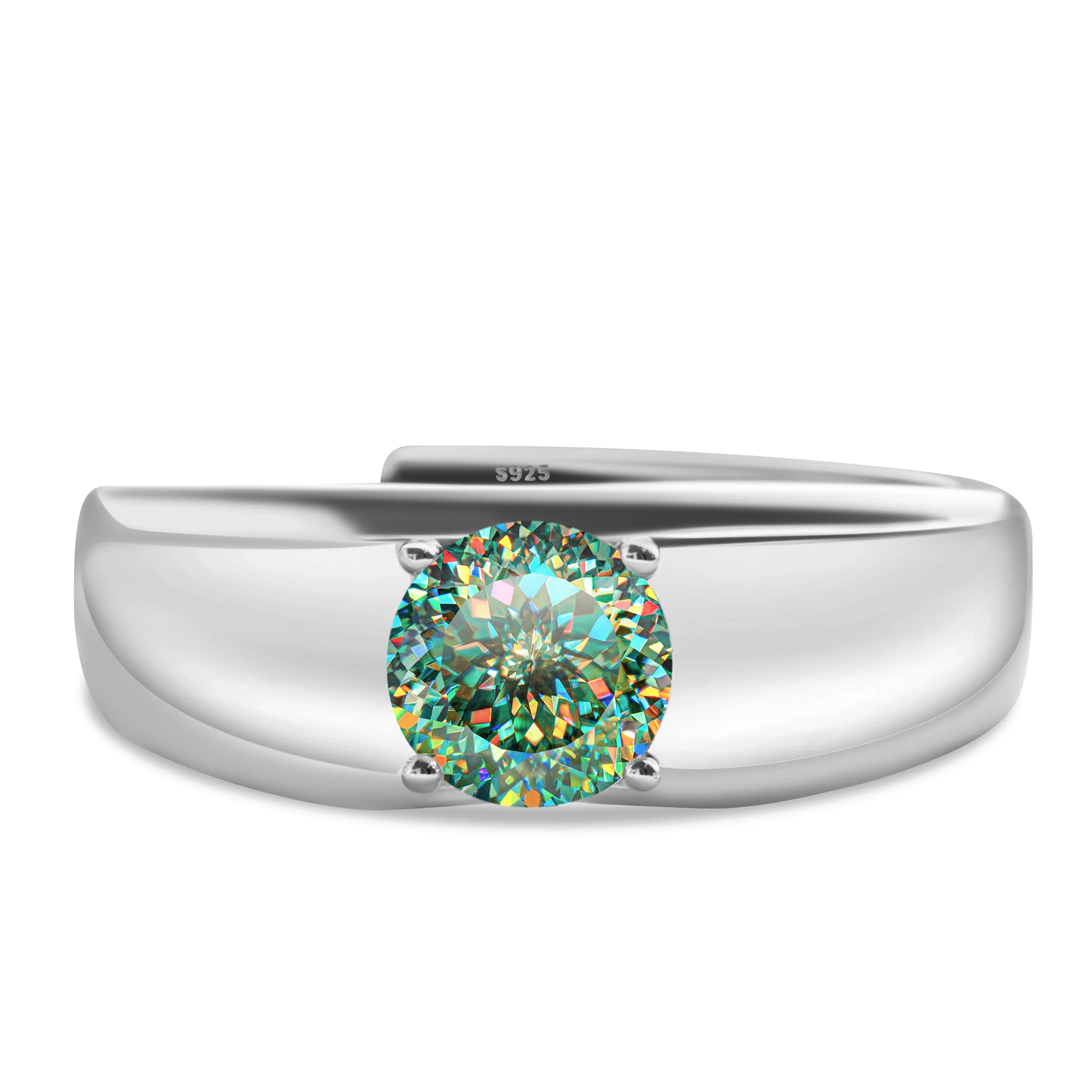 925 Sterling Silver Moissanite Ring for Men and Women, White Gold Plated, Engagement, Wedding Jewelry, Trend Gift, 1 Carat, 2024