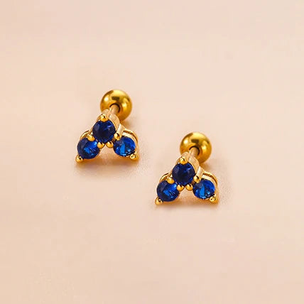 New Stainless Steel Blue Zircon Collection Stud Earrings Butterfly