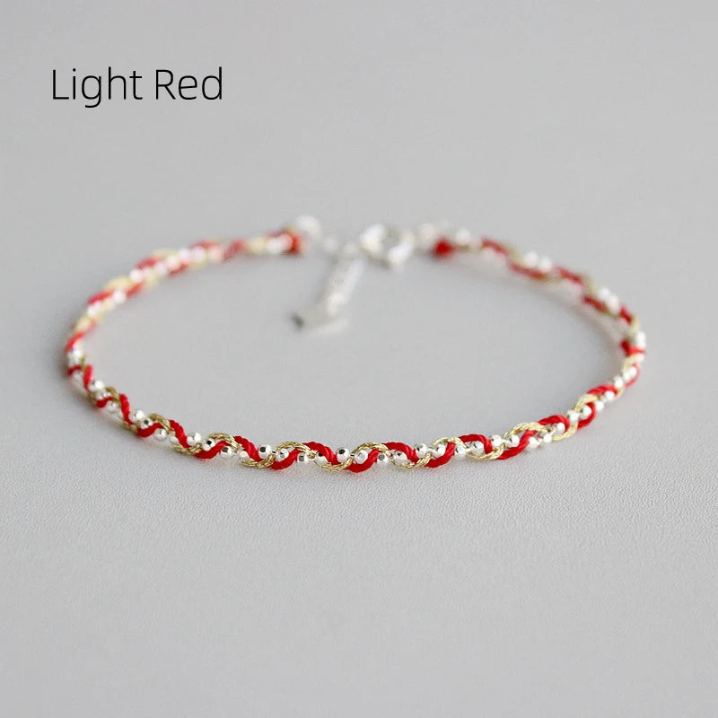 La Monada 16+2cm 14K Gold Filigree Line 925 Sterling Silver Rope Bracelets Thread Line String Jewelry Bracelets For Women Girls
