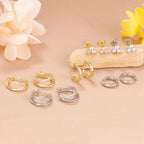 New Stainless Steel Double-layer Circle Huggies Gold Colour Zircon