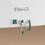 3PCS Trendy Double-layer Circle Cubic Zircon Star Hanging Earrings