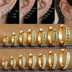 2PCS Stainless Steel Minimalist Hoop Earring Crystal Zirconia Piercing