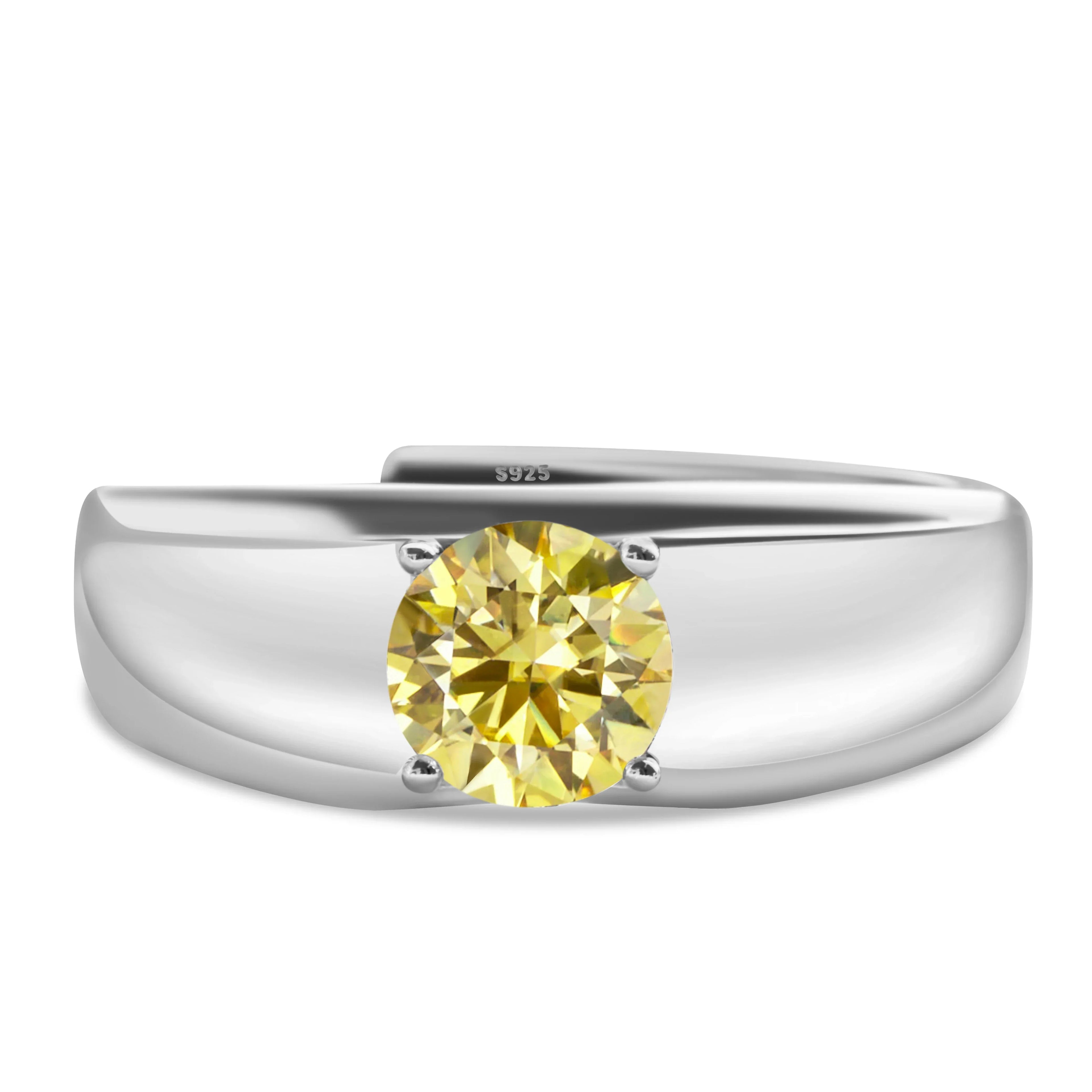 925 Sterling Silver Moissanite Ring for Men and Women, White Gold Plated, Engagement, Wedding Jewelry, Trend Gift, 1 Carat, 2024