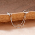 1PC Stainless Steel Chain Tassel Zircon Drop Earrings 14K Gold Plated