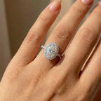 925 Sterling Silver Oval Wedding Ring Luxury Promise Engagement Bridal Cubic Zirconia Anniversary Ring