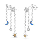925 Sterling Silver Tassel Zircon Ear Studs Sparkling Hoop Earrings Gift
