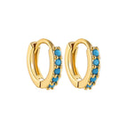 Fashion Crystal Zirconia Small Hoop Earring Geometric Circle Green