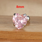 1PC Simple Pink Cubic Zirconia Heart Small Stud Earrings Steel