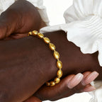 Stainless Steel Heart-shaped Rhinestone Bracelet for Women, Oval Beaded Bracelet Layered Waterproof Hand Wristband