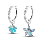 925 Sterling Silver Blue Devil Fish Hoop Earrings Anniversary Jewellery Gift