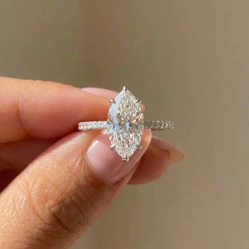 925 Sterling Silver Fashion Classic Marquise Zircon Ring Engagement Wedding Luxury Hot Sales