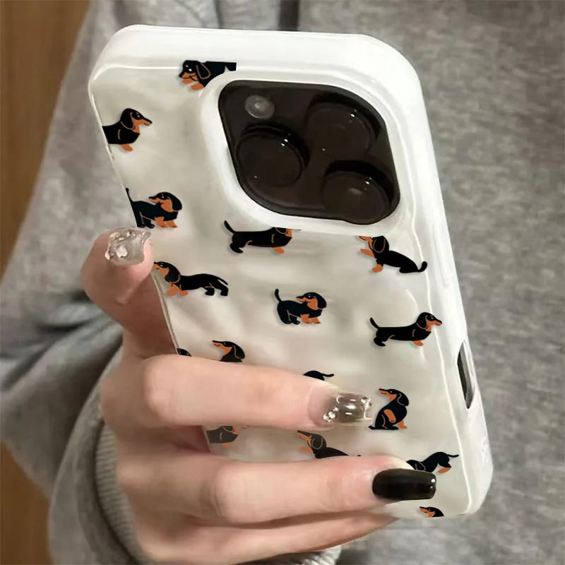 Dachshunds Pattern Case for iPhone 17 16 15 14 13 12 11 Pro Max Plus Texture