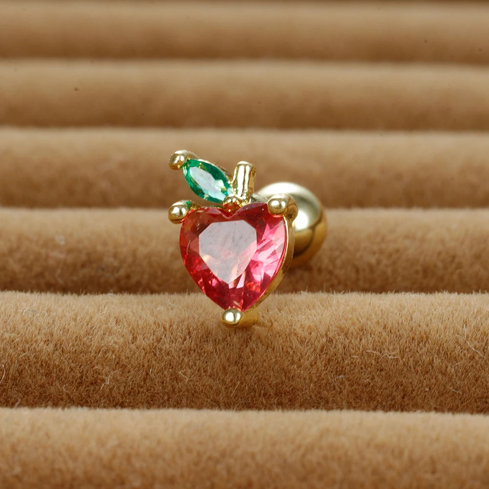 12 Styles Crystal Zircon Mini Fruit Stud Earrings Stainless Steel
