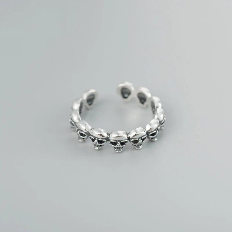 925 Sterling Silver Skull Adjustable Ring Party Luxury Jewellery Wholesale Accessory
