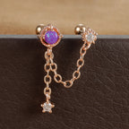 New Double Ear Studs Tassel Chain Hanging Earrings Flower Butterfly