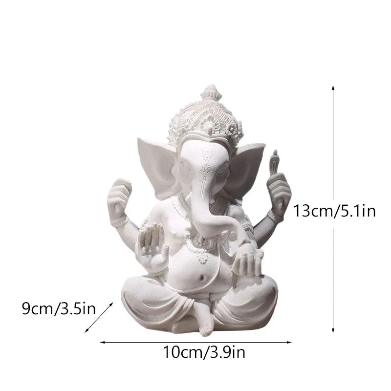 Sandstone Indian Ganesha Elephant God Statue Religious Hindu Feng Shui Buddha Sculpture
