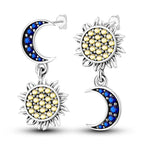 925 Sterling Silver Star Moon Sun Tassel Versatile Hoop Earrings Fine Gift