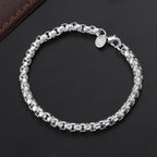 Classic Flat Sideways Chain Bracelet 925 Sterling Silver Men Women Jewellery
