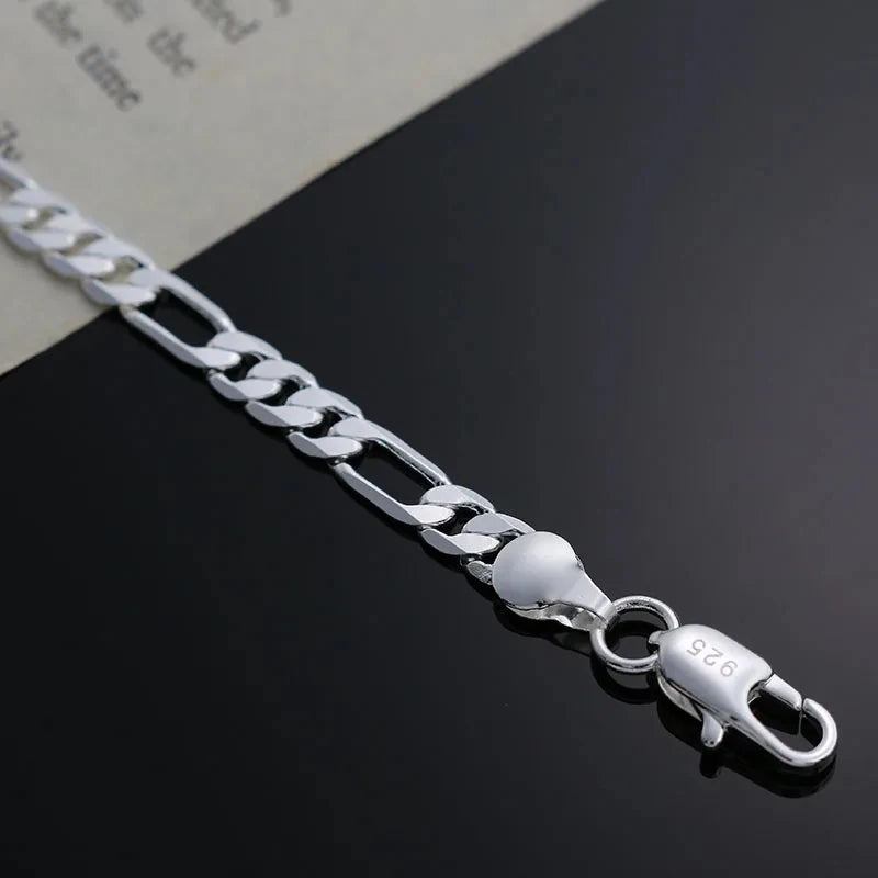 4mm Simple Fine Chain Bracelet 925 Sterling Silver Women Christmas Gift