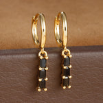 1 Pair Stainless Steel Colourful Zircon Square Dangle Earrings Punk
