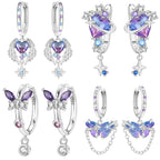 925 Sterling Silver Wings Guardian Love Heart Drop Earrings Trendy Jewellery