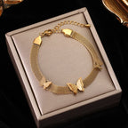 Gold Colour Multilayer Stainless Steel Charm Bracelet Men Women Bangle