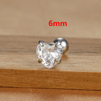 1PC Fashion Zircon Heart Helix Tragus Piercing Stud Earrings Steel