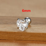 1PC Fashion Zircon Heart Helix Tragus Piercing Stud Earrings Steel