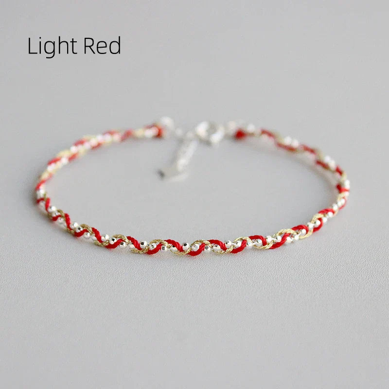 La Monada 16+2cm 14K Gold Filigree Line 925 Sterling Silver Rope Bracelets Thread Line String Jewelry Bracelets For Women Girls