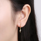 High Quality Stainless Steel Zircon Lightning Cross Hoop Earrings