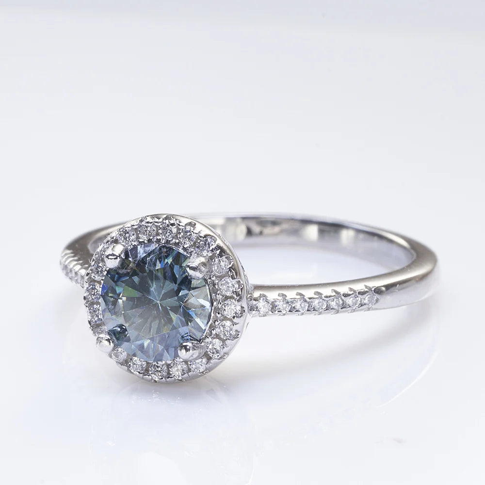 New Grey Color 1CT Moissanite Ladies Ring Silver 925 Jewerly For Women Fashion Engagement Wedding Diamond Party JewerlyRings