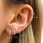 1Pair Stainless Steel Huggie Minimal Hoop Earrings Zirconia Helix Tragus